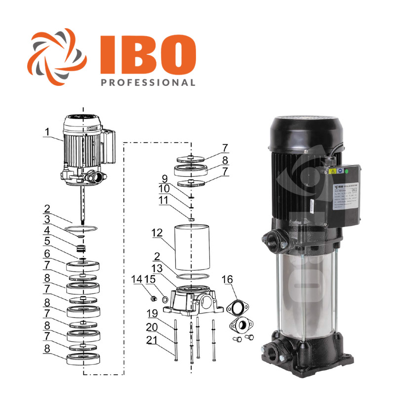 IBO VMH 1500/6 vertikális többlépcsős centrifugálszivattyú